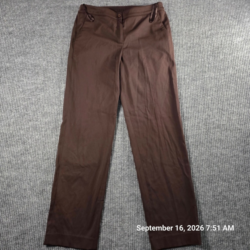 Jones New York Signature Womens Brown Straight Leg Dress Pants Size 6